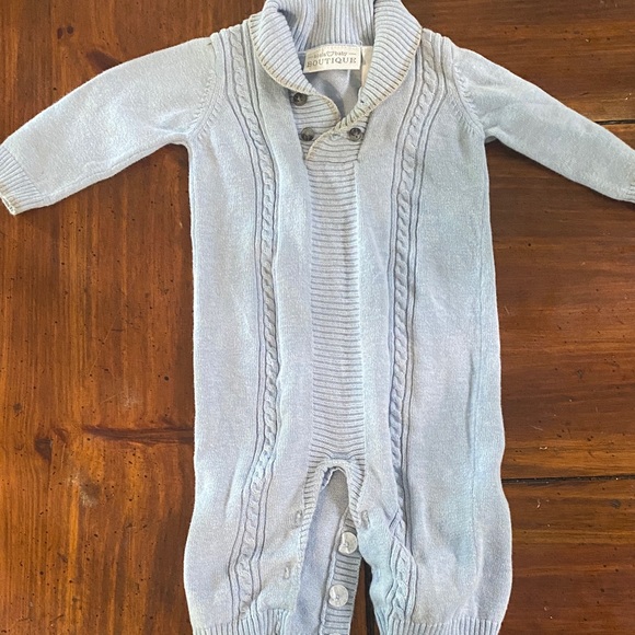 Light Blue Cable Knit Footie - Picture 1 of 2